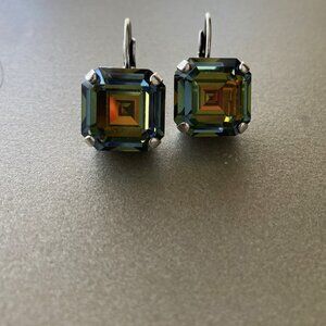 Sabika-like Vitrail Medium Square Emerald Cut Fancy Drop Earrings